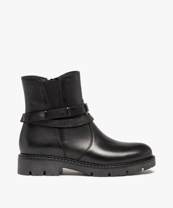 Boots chelsea fille unies dessus cuir - Tanéo vue2 - TANEO - GEMO