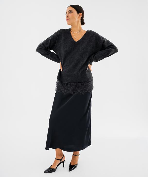 Pull col V dentelle femme vue4 - GEMO 4G FEMME - GEMO