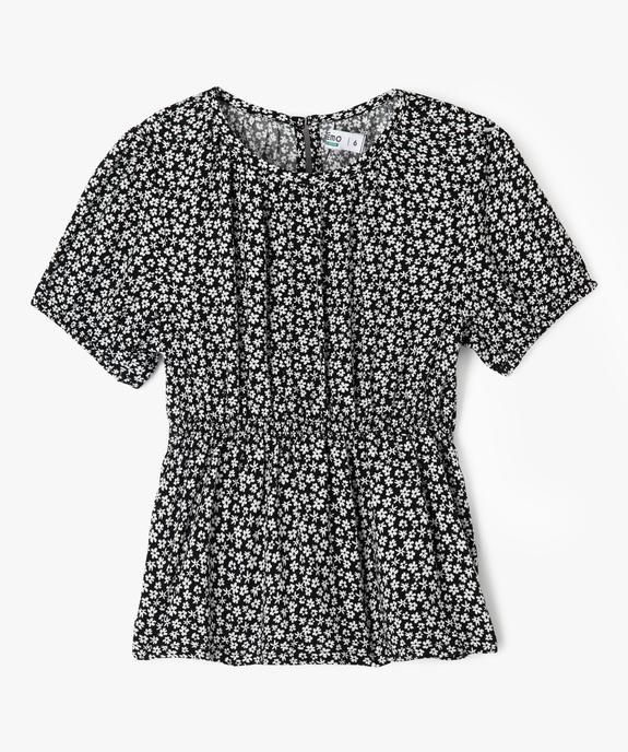Blouse manches ballon à basque en viscose fleurie fille vue1 - GEMO 4G FILLE - GEMO