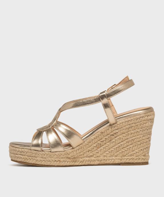 Sandales à talon compensé en corde et tige brillante femme - Follow Me vue3 - VALENTINA BALDA - GEMO