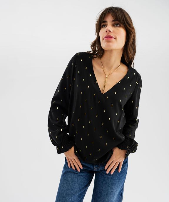 Blouse fluide à col V et motifs pailletés femme vue4 - GEMO(FEMME PAP) - GEMO