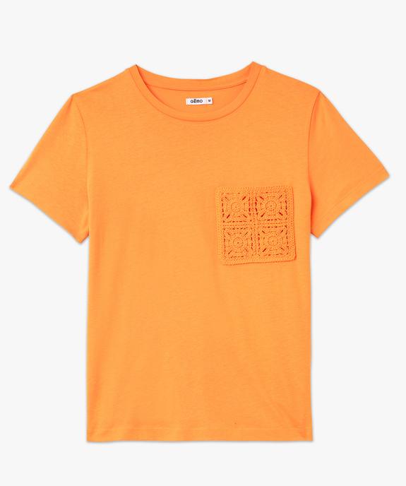 Tee-shirt manches courtes en modal à poche crochetée femme vue4 - GEMO 4G FEMME - GEMO