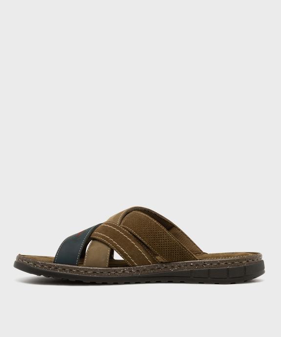 Mules en cuir à brides croisées homme - g'flex vue3 - G'FLEX - GEMO