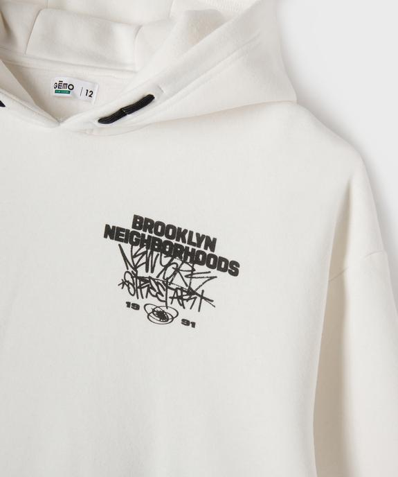 Sweat à capuche avec inscriptions urbaines garçon vue7 - GEMO 4G GARCON - GEMO