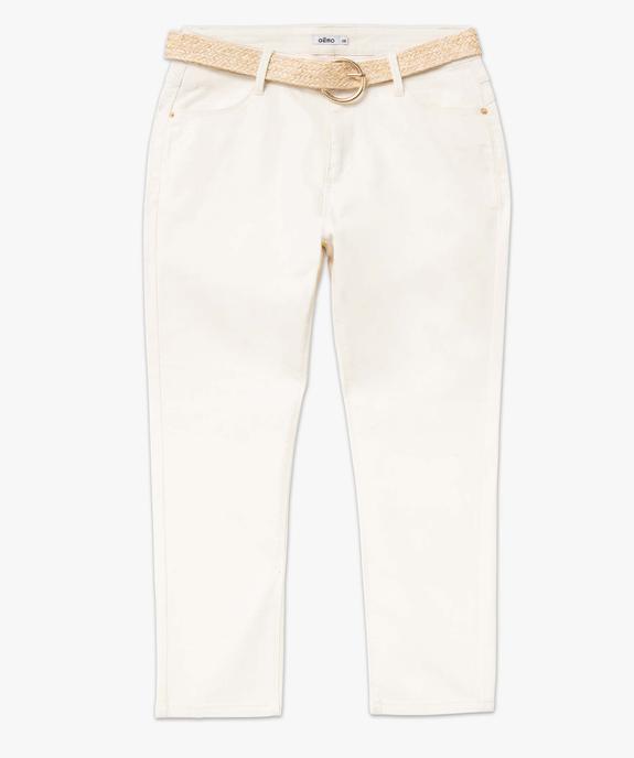 Pantacourt femme en toile denim avec ceinture tressée vue4 - GEMO 4G FEMME - GEMO