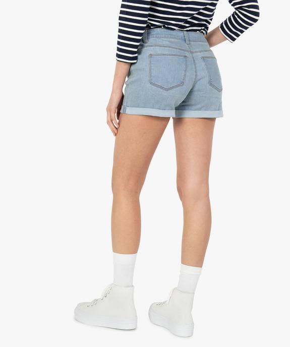 Short femme en jean avec revers cousus vue3 - GEMO(FEMME PAP) - GEMO