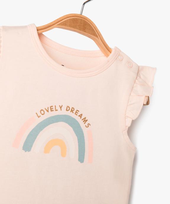 Pyjashort 2 pièces à volants avec motifs licorne et arc-en-ciel bébé fille vue2 - GEMO 4G BEBE - GEMO