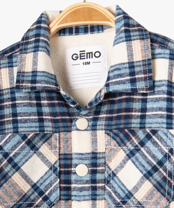 Chemise à carreaux en flanelle doublée polaire bébé garçon vue2 - GEMO(BEBE DEBT) - GEMO