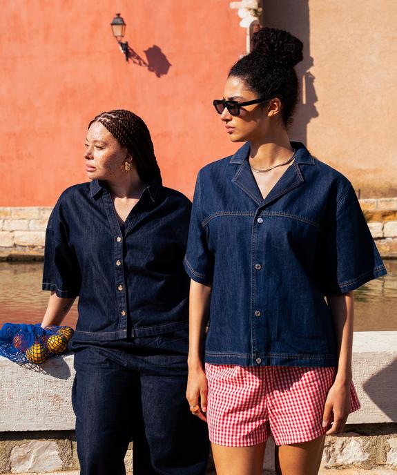 Veste en jean à coupe ample et manches courtes femme  vue5 - GEMO 4G FEMME - GEMO