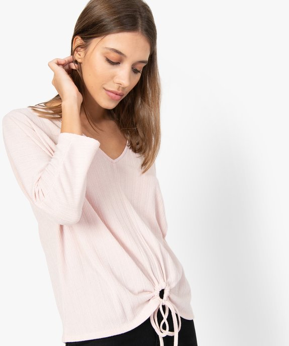 Tee-shirt femme ample à manches 3/4 et lacet à nouer vue2 - GEMO(FEMME PAP) - GEMO