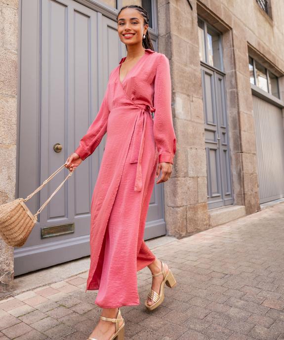 Robe portefeuille en matière satinée femme vue6 - GEMO 4G FEMME - GEMO