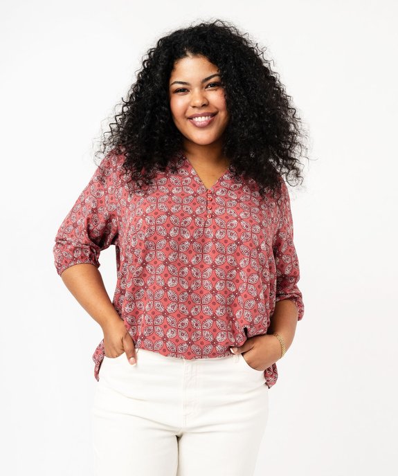 Blouse imprimée à manches 3/4 femme grande taille vue1 - GEMO 4G GT - GEMO