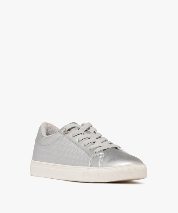 Baskets femme fourrées avec dessus métallisé et à semelle blanche vue3 - FOLLOW ME G4G - GEMO