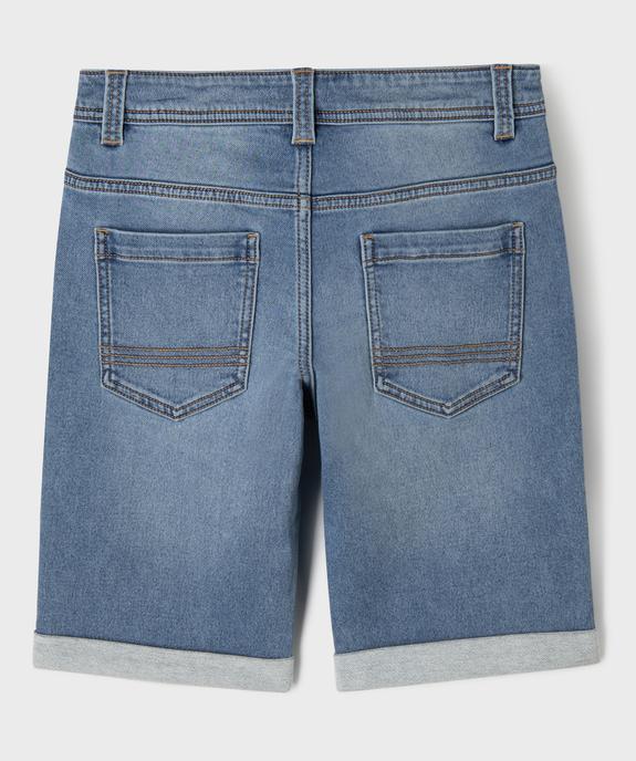 Bermuda en jean stretch coupe slim taille ajustable avec revers garçon vue3 - GEMO 4G GARCON - GEMO