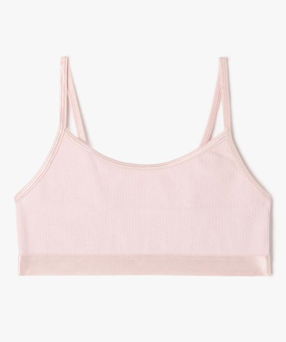 Brassière en maille côtelée à fines bretelles fille vue1 - GEMO 4G FILLE - GEMO