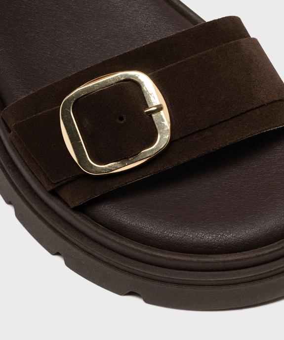 Sandales à semelle crantée dessus cuir femme - Tanéo vue6 - TANEO - GEMO