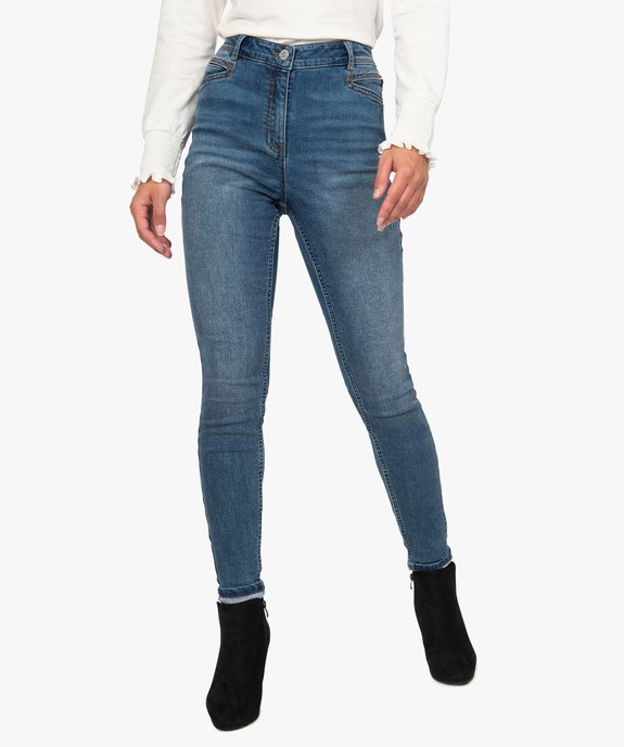 Jean femme skinny stretch taille haute délavé vue1 - GEMO 4G FEMME - GEMO