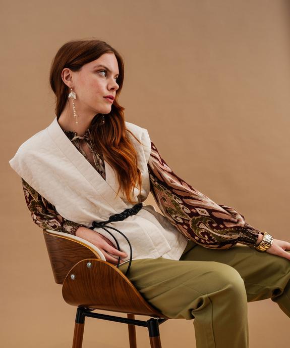 Veste kimono courte sans manches en jacquard femme vue4 - GEMO(FEMME PAP) - GEMO