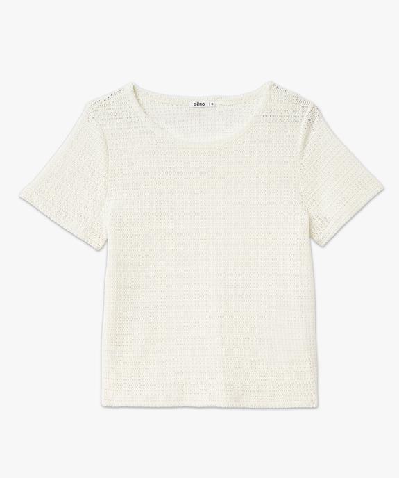 Tee-shirt à manches courtes en maille ajourée esprit crochet femme vue4 - GEMO(FEMME PAP) - GEMO