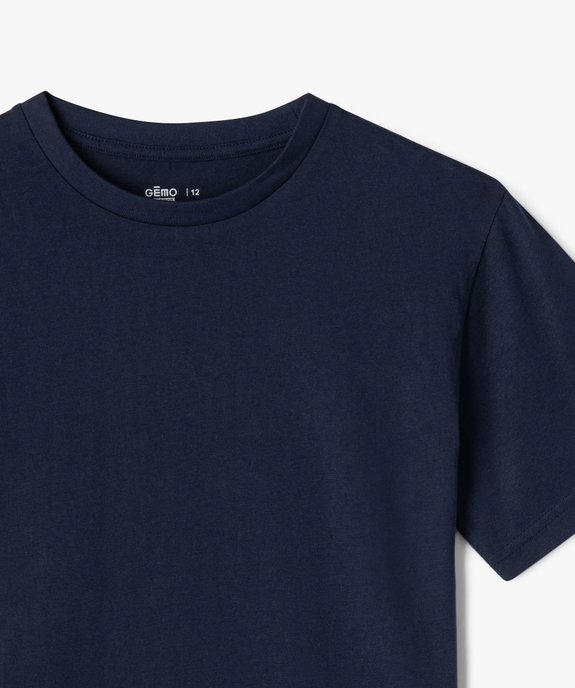 Tee-shirt à manches courtes uni garçon vue5 - GEMO (JUNIOR) - GEMO
