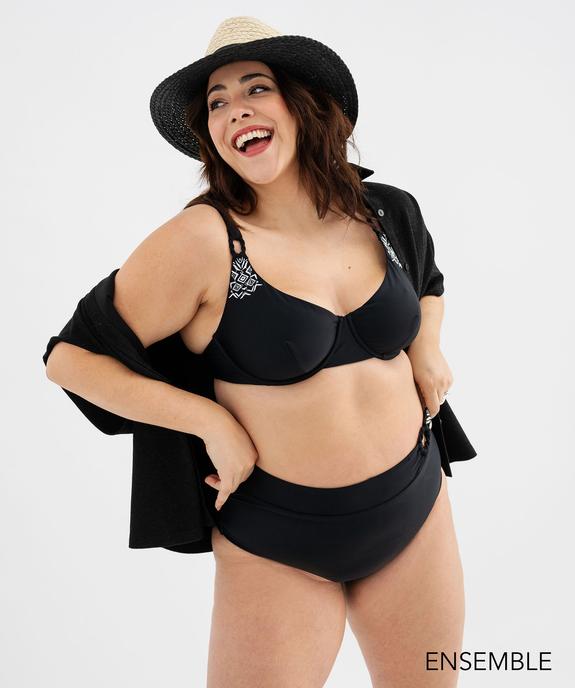 Ensemble de maillot de bain à broderie et détail ajouré pour femme grande taille - GEMO