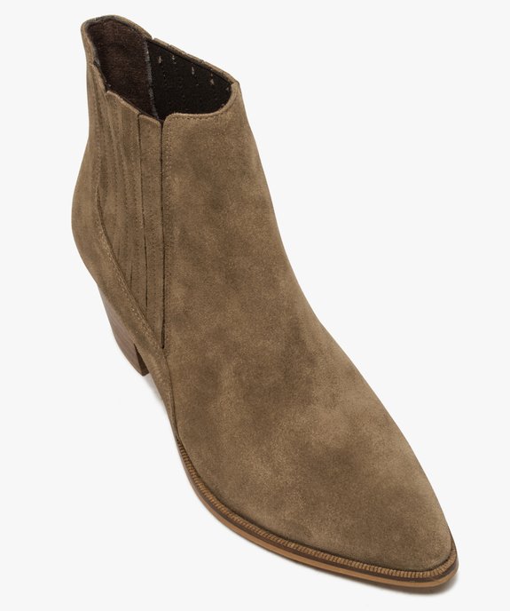 Boots femme à talon dessus cuir uni style santiag vue5 - GEMO(URBAIN) - GEMO