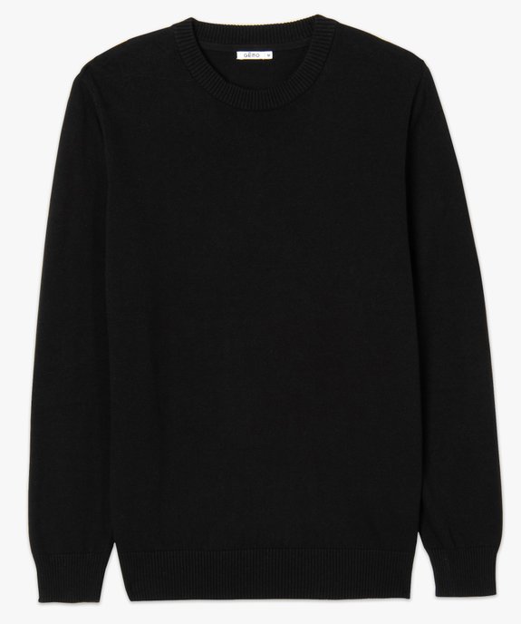 Pull homme uni en maille fine avec col rond vue4 - GEMO (HOMME) - GEMO