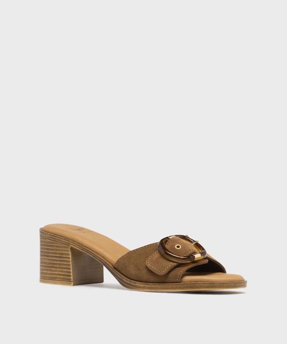 Mules à petit talon dessus cuir femme - Tanéo vue2 - TANEO - GEMO