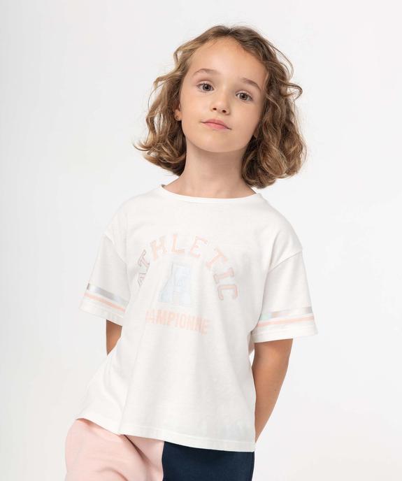Tee-shirt fille oversize à manches courtes et motif irisé vue2 - GEMO (ENFANT) - GEMO