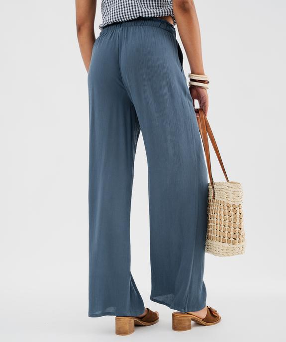 Pantalon large en viscose froissée femme vue3 - GEMO 4G FEMME - GEMO