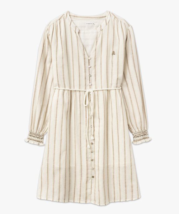 Robe chemise à manches longue rayée femme - LuluCastagnette vue4 - LULUCASTAGNETTE - GEMO