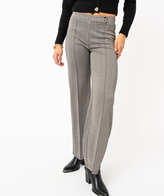 Pantalon droit à pli en maille extensible femme - GEMO(FEMME PAP) Pantalon droit à pli en maille extensible femme vue1 - GEMO(FEMME PAP) - GEMO