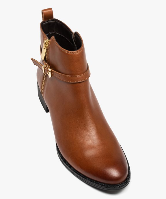 Boots femme dessus cuir uni à bride décorative - Tanéo vue5 - TANEO - GEMO