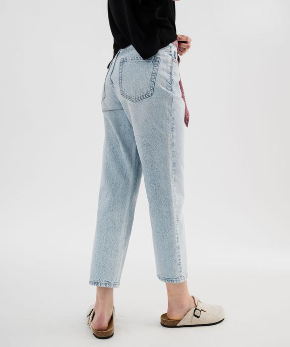Jean straight cropped taille haute avec ceinture à nouer femme vue3 - GEMO(FEMME PAP) - GEMO