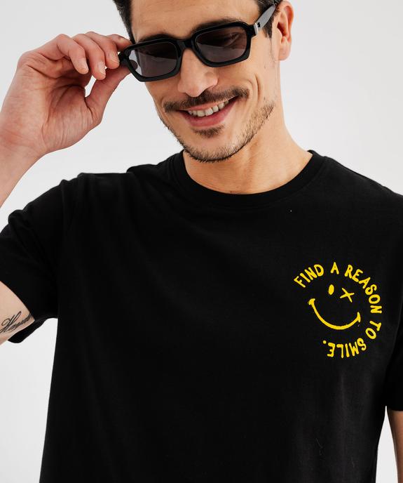 Tee-shirt manches courtes en coton grand imprimé dos homme - Smiley World vue2 - SMILEY WORLD - GEMO