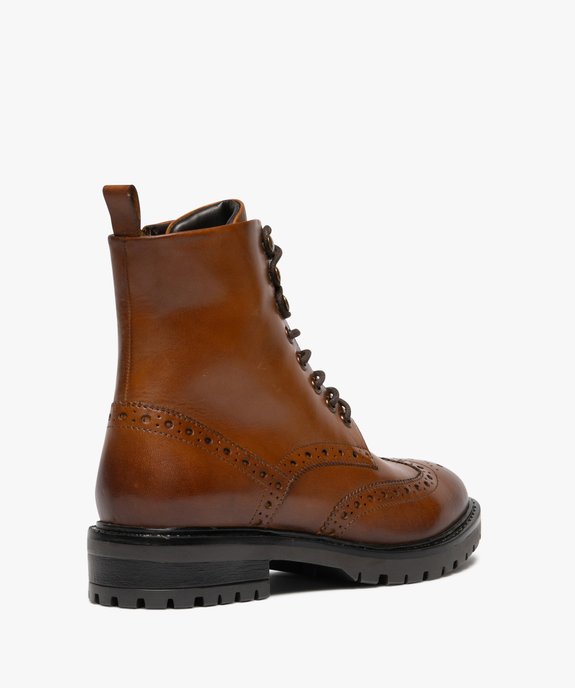 Boots femme mid-cut à bout golf fleuri dessus en cuir vue5 - GEMO (CASUAL) - GEMO