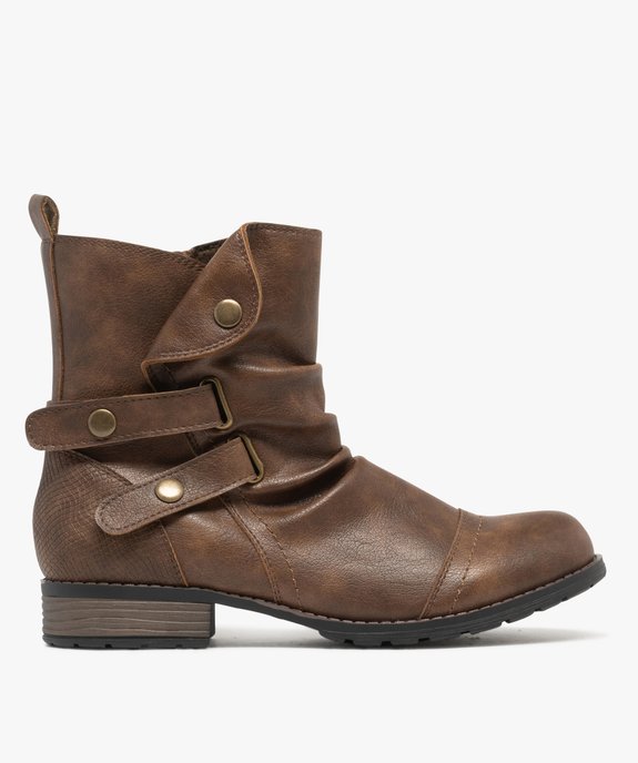 Boots femme style vintage à col plissé avec brides fantaisie et à zip vue1 - GEMO (CASUAL) - GEMO