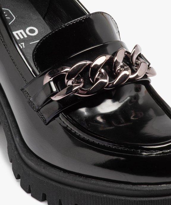 Mocassins femme unis dessus vernis avec talon carré et semelle cranté vue6 - GEMO(URBAIN) - GEMO