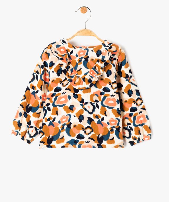 Blouse bébé fille à manches longues en gaze de coton vue1 - GEMO(BEBE DEBT) - GEMO