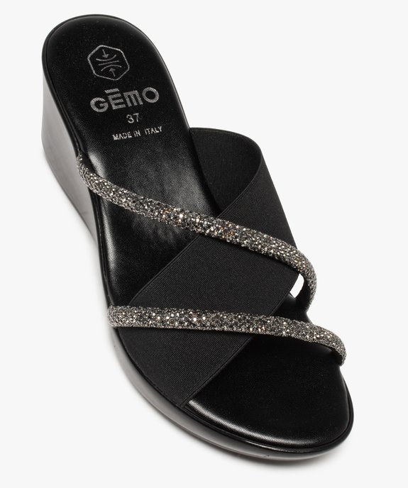 Mules femme à talon compensé et brides strass vue5 - GEMO(URBAIN) - GEMO