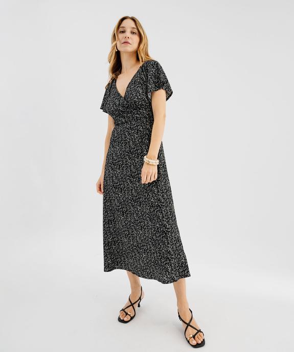 Robe longue cache-cœur en maille souple femme vue2 - GEMO 4G FEMME - GEMO