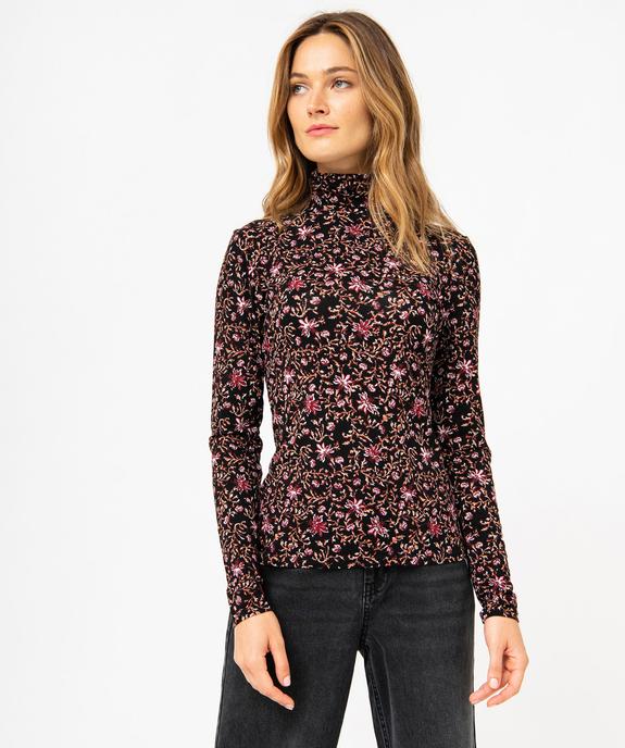 Tee-shirt manches longues et col roulé moulant femme vue5 - GEMO 4G FEMME - GEMO