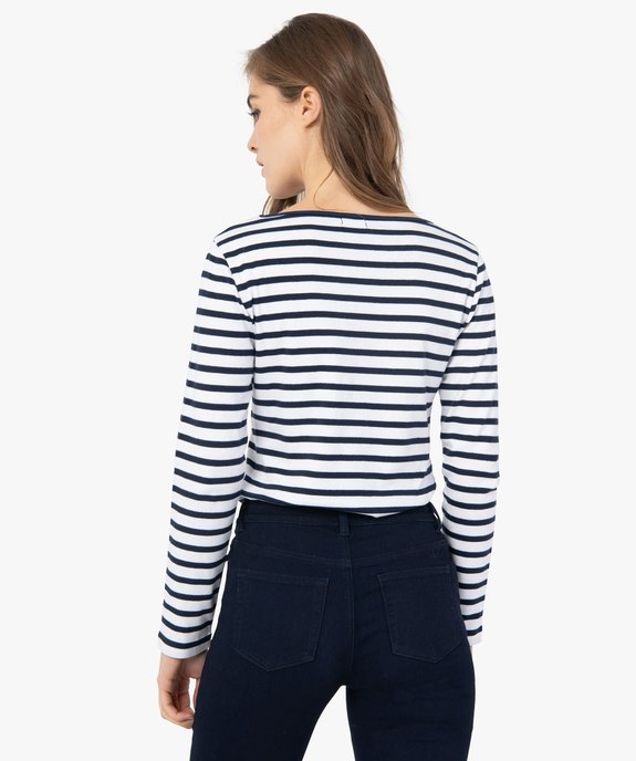 Tee-shirt femme rayé à manches longues vue3 - GEMO(FEMME PAP) - GEMO
