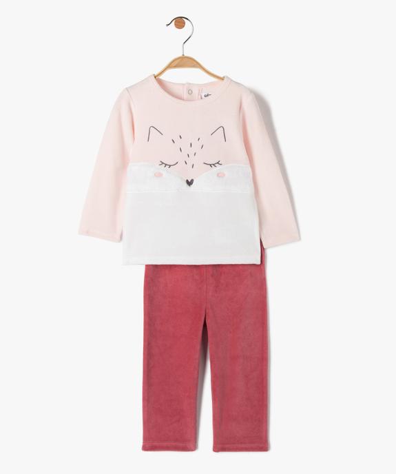 Pyjama bébé 2 pièces en velours à motif brodé vue1 - GEMO(BB COUCHE) - GEMO