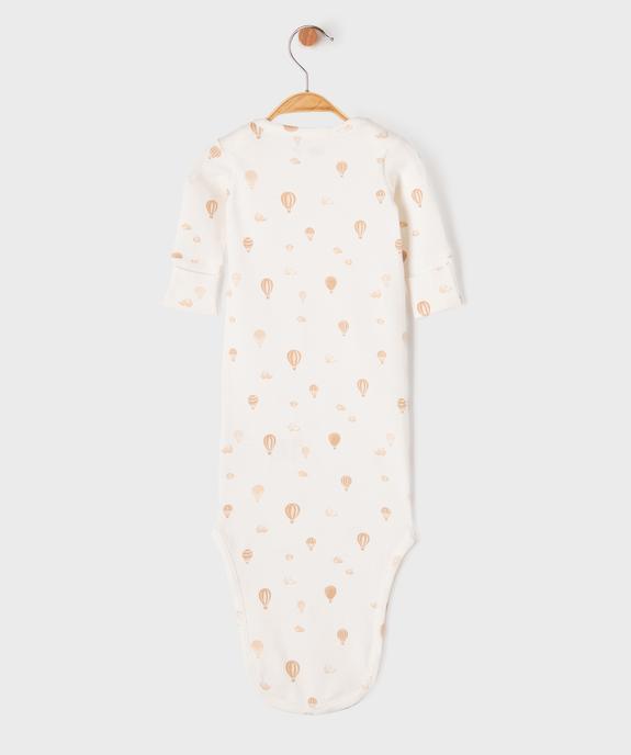 Body combinaison à nouer avec manchettes rabattables bébé vue4 - GEMO 4G BEBE - GEMO