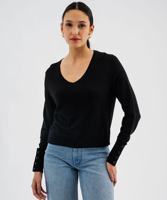 Pull col V en maille viscose fine et souple femme vue1 - GEMO 4G FEMME - GEMO
