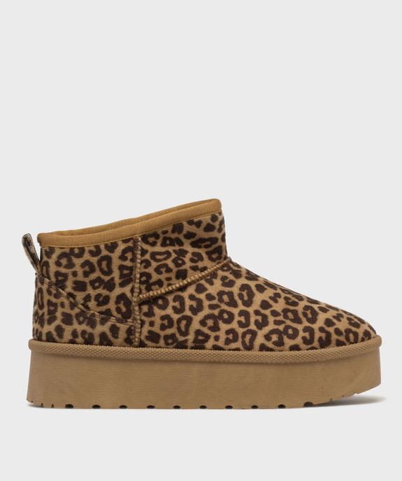 Boots fourrés motif léopard sur semelle plateforme femme - 5 Miles vue2 - 5 MILES - GEMO