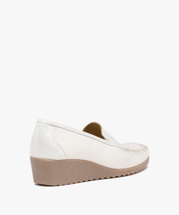 Mocassins femme confort dessus cuir métallisé souple vue4 - GEMO 4G FEMME - GEMO