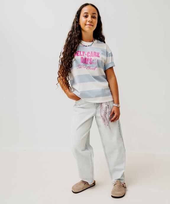 Jean coupe barrel coloris délavé fille vue5 - GEMO 4G FILLE - GEMO