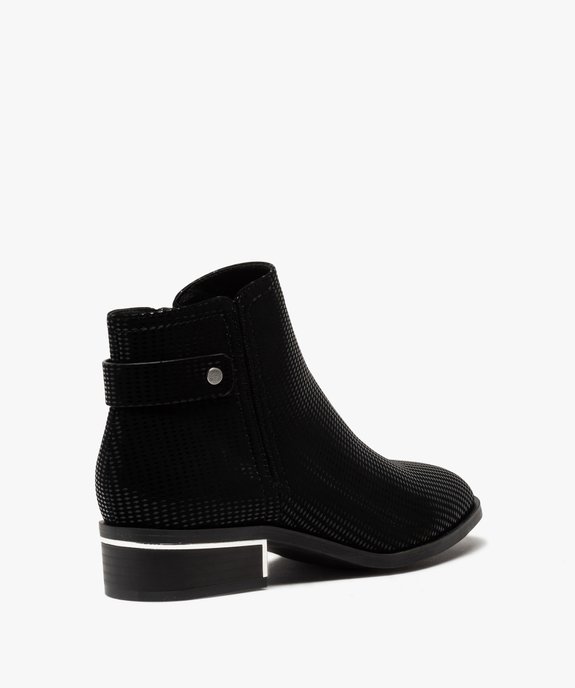 Boots femme unies dessus en suédine à motifs vernis vue4 - GEMO (CASUAL) - GEMO